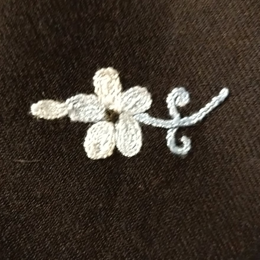 Dark Navy Pashmina Shawl W/ Embroidered Flowers - Picture 6 of 9